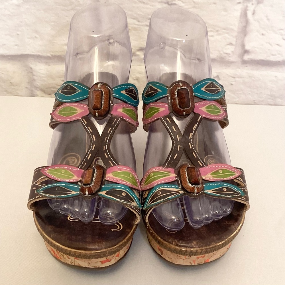Spring Step 7.5-8 (38) Bonita Cork Women’s Wedge Sandals Comfort Shoes Brown
